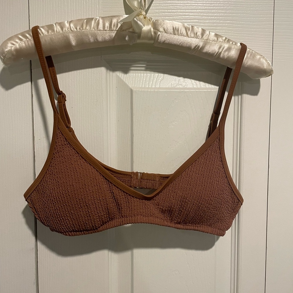aerie Brown Textured Bikini Top